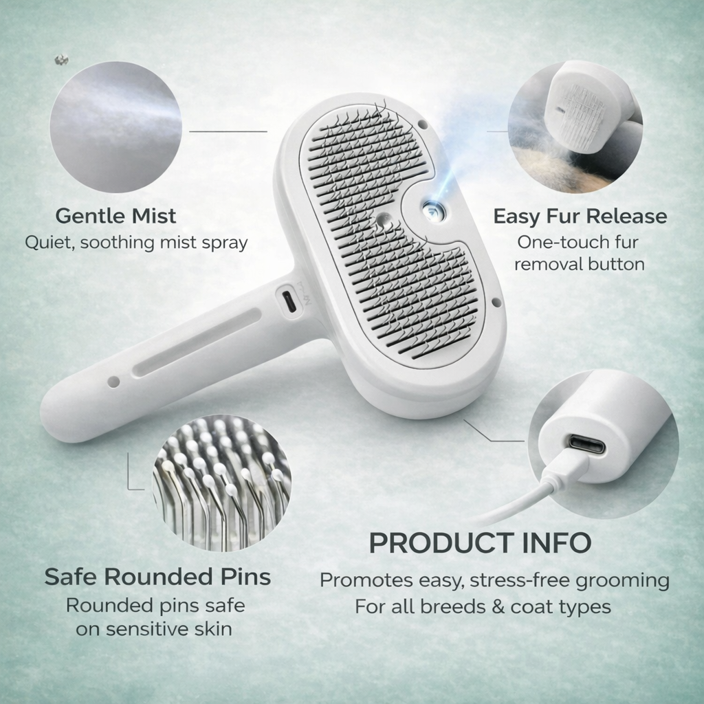 PawfectClean™ 2-in-1 Calming Grooming Mist Brush (Waterless)