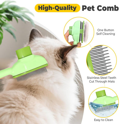 The Ultimate Cat & Dog Grooming Tool: 4-in-1 Rechargeable Steam Brush for Effortless Shedding, Massage & Hair Removal